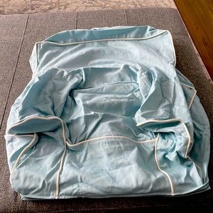 Brand new blue my first anywhere chair cover. Light blue with white piping.